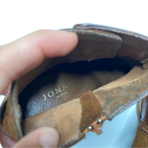 Jonak Leather Suede Ankle Heeled Boots Brown 37 - Picture 5 of 8